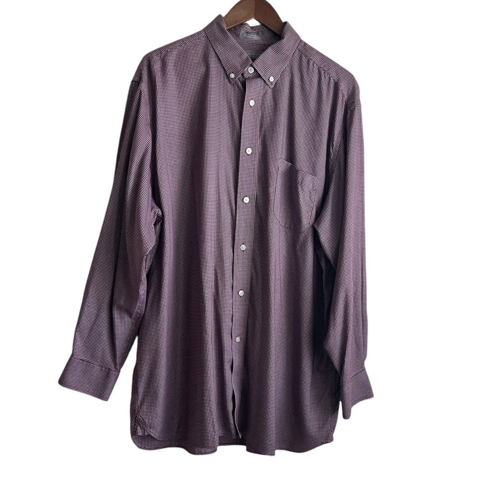 Daniel Cremieux Men Shirt XL Maroon Check Button Up Casual Preppy Office Travel